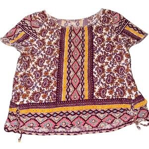 Hollister Boho Aztec Print Oversized Medium Blouse NWOT 100% Viscose